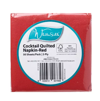 Whitesilk Cocktail Napkin Red